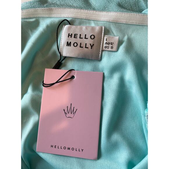 Hello Molly Vlogger Mini Dress Aqua One Shoulder Ruched NWT Sz 8 Body Con Flirty - Picture 7 of 12